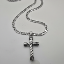 Load image into Gallery viewer, High Grade Stainless Steel Cross Pendant and Cuban link Chain Set (SSSETPC028)