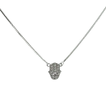 Load image into Gallery viewer, Hamsa Hand Pendant Necklace - 925 Sterling Silver - 40cm Chain (925SETPC005)