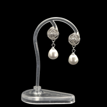 Load image into Gallery viewer, 925 Sterling Silver Stud Earrings with Cubic Zirconia and Synthetic Pearls (925ER025)