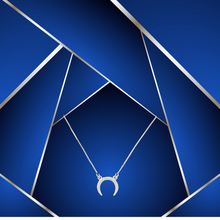 Load image into Gallery viewer, 925 Sterling Silver Crescent Moon Pendant Necklace – Cubic Zirconia Settings | 50 cm Box Chain & Ring Clasp(925SETPC006)