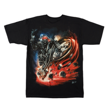 Load image into Gallery viewer, Red Bike Skull Bandana Short Sleeve T-shirt (TS0010)