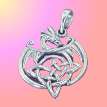 Load image into Gallery viewer, 925 Sterling Silver Pendant Dragon with Celtic knots (925P057)