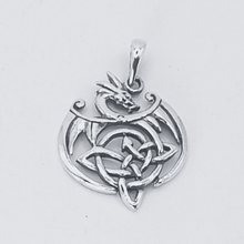 Load image into Gallery viewer, 925 Sterling Silver Pendant Dragon with Celtic knots (925P057)