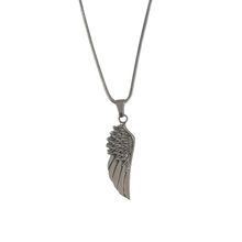 Load image into Gallery viewer, Hagh Grade Stainless Steel 3D Feather Wing Pendant and Snake Chain Set (SSSETPC031)