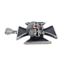 Load image into Gallery viewer, Maltese Cross with three skulls Stainless Steel Pendant (SSP030)