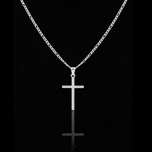 Load image into Gallery viewer, 925 Sterling Silver Cross Pendant and Figaro Chain Set - Plain Design (925SETPC025)