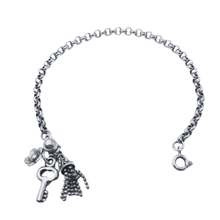 Load image into Gallery viewer, Rounded link 925 Sterling Silver Bracelet with Charms (925BRAC017)
