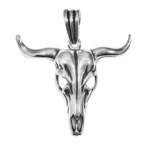 Load image into Gallery viewer, 925 Sterling Silver Pendant Buffalo's Skull (925P051)