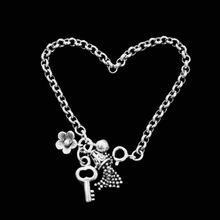 Load image into Gallery viewer, Rounded link 925 Sterling Silver Bracelet with Charms (925BRAC017)