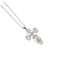Load image into Gallery viewer, 925 Sterling Silver Set Air Cut Cross with 65 cm Fine Silver Chain (925SETPC049)