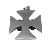 Load image into Gallery viewer, Maltese Cross with three skulls Stainless Steel Pendant (SSP030)