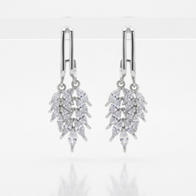 Load image into Gallery viewer, 925 Sterling Silver Studs with Hanging CZ Leaf Drops (925ER034)