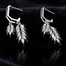 Load image into Gallery viewer, 925 Sterling Silver Studs with Hanging CZ Leaf Drops (925ER034)