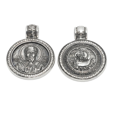Load image into Gallery viewer, St Nicholas Double Sided Pendant 925 Sterling Silver (925P117)