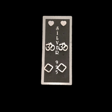 Load image into Gallery viewer, Set of 3 Pairs 925 Sterling Silver Stud Earrings - Heart 5.6 mm, Om 8.9 mm, Square 7.5 mm (925STUDSSET002)