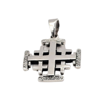 Load image into Gallery viewer, 925 Sterling Silver Jerusalem Cross Pendant 2.4 cm × 2.4 cm (925P105)
