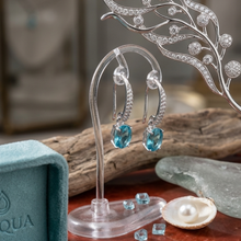 Load image into Gallery viewer, 925 Sterling Silver Hook Earrings with Turquoise Colour Oval CZ Drop (925ER043)