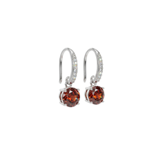 Load image into Gallery viewer, 925 Sterling Silver Hook Earrings with Red Diamond Cut CZ Drop (925ER041)