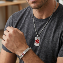 Load image into Gallery viewer, High Grade Stainless Steel Medical Alert Set, Bracelet and Dog Tag Necklace (SSSETMEDICALCPB)