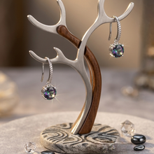 Load image into Gallery viewer, 925 Sterling Silver Hook Earrings with Mystique Topaz Colour Diamond Cut CZ (925ER042)