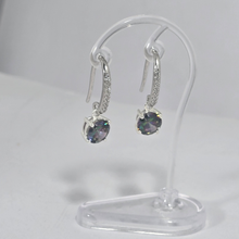 Load image into Gallery viewer, 925 Sterling Silver Hook Earrings with Mystique Topaz Colour Diamond Cut CZ (925ER042)