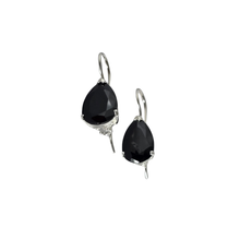 Load image into Gallery viewer, 925 Sterling Silver Hook Earrings with Black Teardrop CZ Stone(925ER037)