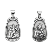 Load image into Gallery viewer, Double Sided 925 Sterling Silver Pendant - St Christopher and Mother Mary (925P125)