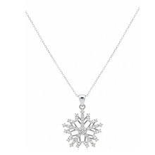 Load image into Gallery viewer, 925 Sterling Silver Snowflake Pendant Set 45cm chain ( 925SETPC021 )