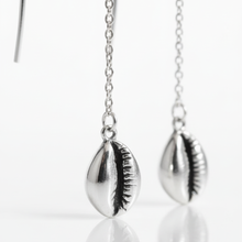 Load image into Gallery viewer, 925 Silver Earrings - Cowrie shell hanging on 11cm Chain (925ER018)