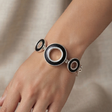 Load image into Gallery viewer, 925 Sterling Bracelet with Black Stones Silver (925BRAC042)