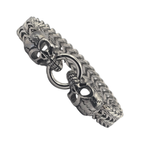 Load image into Gallery viewer, High Grade Stainless Steel Bracelet - Double Knit Chain with Skull Heads (SSBRAC047)