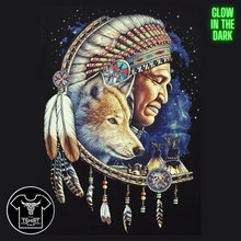 Load image into Gallery viewer, Indian Chief and Wolf Short Sleeve T-Shirt (TS0181)