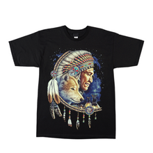 Load image into Gallery viewer, Indian Chief and Wolf Short Sleeve T-Shirt (TS0181)