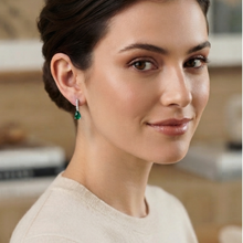 Load image into Gallery viewer, Tear Drop Stud Earrings 925 Sterling Silver 23 mm White and Green CZ (925ER050)