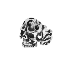 Load image into Gallery viewer, Skull in Flames High Grade Stainless Steel Ring (SSR031)