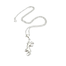 Load image into Gallery viewer, 925 Sterling Silver Figaro Chain and Cheetah Pendant Set (925SETPC030)
