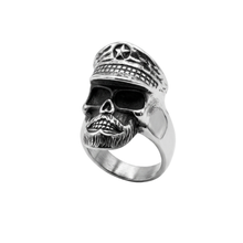 Load image into Gallery viewer, Skull Ring with Military Hat - High-Grade Stainless Steel (SSR032)