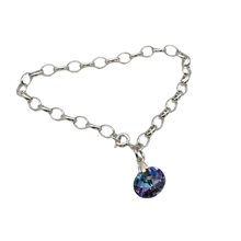 Load image into Gallery viewer, 925 Sterling Silver Link Bracelet with CZ Round Stone Charm (925BRAC023)