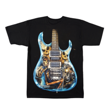 Load image into Gallery viewer, Blue Guitar Skull Short Sleeve T-shirt (TS0021)
