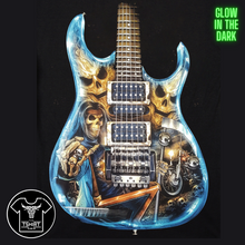 Load image into Gallery viewer, Blue Guitar Skull Short Sleeve T-shirt (TS0021)