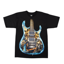 Load image into Gallery viewer, Blue Guitar Skull Short Sleeve T-shirt (TS0021)