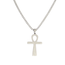 Load image into Gallery viewer, High Grade Stainless Steel Pendant Ankh and Cuban link Chain Set (SSSETPC023)