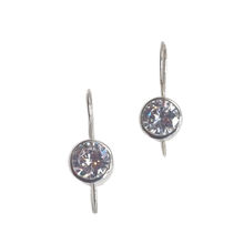 Load image into Gallery viewer, 925 Sterling Silver hanging earrings with White CZ round stone (925ER003)