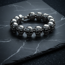 Load image into Gallery viewer, High-Grade Stainless Steel Skull Link Bracelet - Fearless & Unforgettable (SSBRAC046)