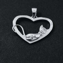 Load image into Gallery viewer, Cat sleeping on a Heart 925 Silver Pendant (925P023)