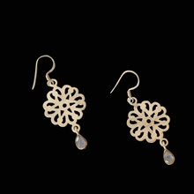 Load image into Gallery viewer, Floral design 925 Sterling Silver Earrings with Moon stone (925ER006)