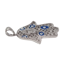 Load image into Gallery viewer, Hamsa/Hand of Fatima with Evil Eye 925 Silver Pendant (925P028)