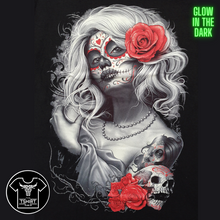 Load image into Gallery viewer, Red Rose Lady Skull Short Sleeve T-shirt (TS0038)