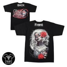 Load image into Gallery viewer, Red Rose Lady Skull Short Sleeve T-shirt (TS0038)