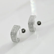 Load image into Gallery viewer, Radiant Curved Hoop Earrings in 925 Sterling Silver with Pavé Texture (925ER013)